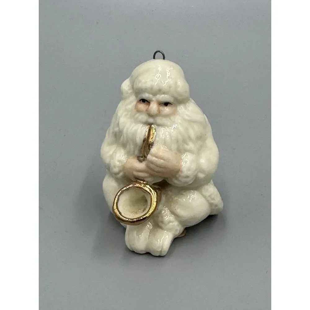 Vintage Giftco Christmas Ornaments Santa Claus Musical Instruments Lot Of 3